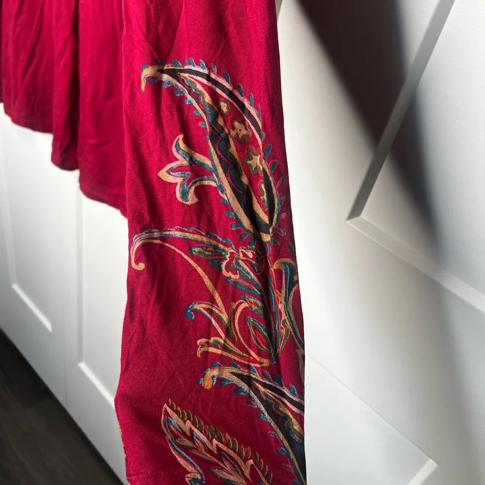 🚫SOLD🚫Chico's Burgundy Paisley Embellished Long Sleeve Top Women's XL Chico's 3 - Picture 2 of 6